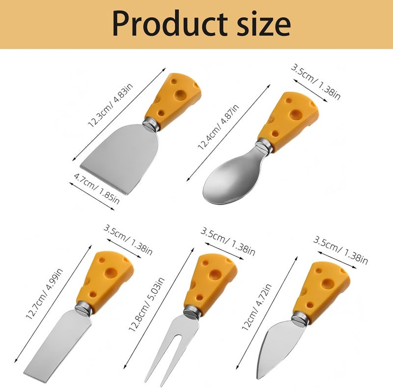 BUDOME Cheese Knife, 5 Piece Cheese Knives Set, Mini Premium Stainless Steel Cheese Knife Set, Cheese Knives for Charcuterie Board - Charcuterie Boards Accessories - Image 2